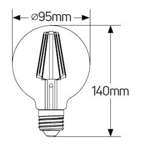 Geyer λαμπτήρας LED Γλόμπος Filament matt G95 5W E27 2700K LFGNSW275 - Image 2