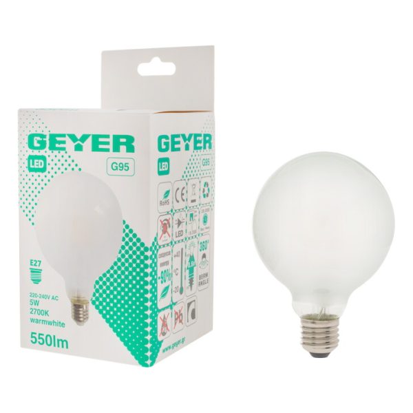 Geyer λαμπτήρας LED Γλόμπος Filament matt G95 5W E27 2700K LFGNSW275 - Image 3