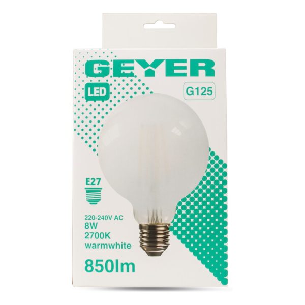 Geyer λαμπτήρας LED Γλόμπος Filament matt G125 8W E27 2700K LFGNSW278 - Image 2
