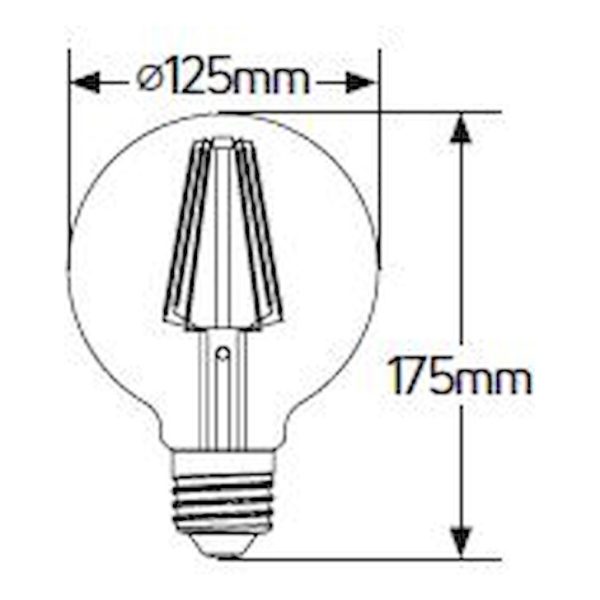Geyer λαμπτήρας LED Γλόμπος Filament G125 12W E27 2700K LFGNW2712 - Image 2