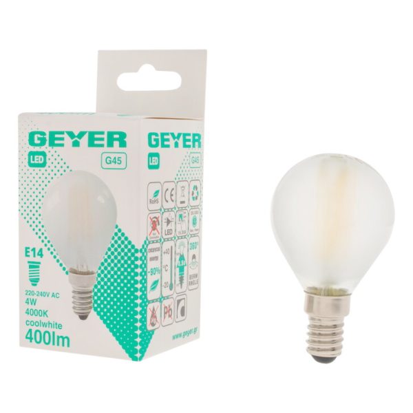 Geyer λαμπτήρας LED Σφαιρική Filament matt G45 4W E14 4000K LFGSC144 - Image 2