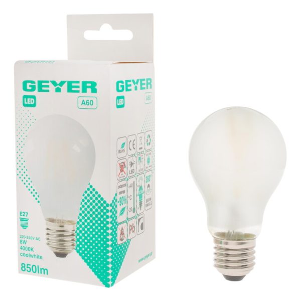 Geyer λαμπτήρας LED Κλασική Filament matt 8W E27 4000K LFSAC278 - Image 2