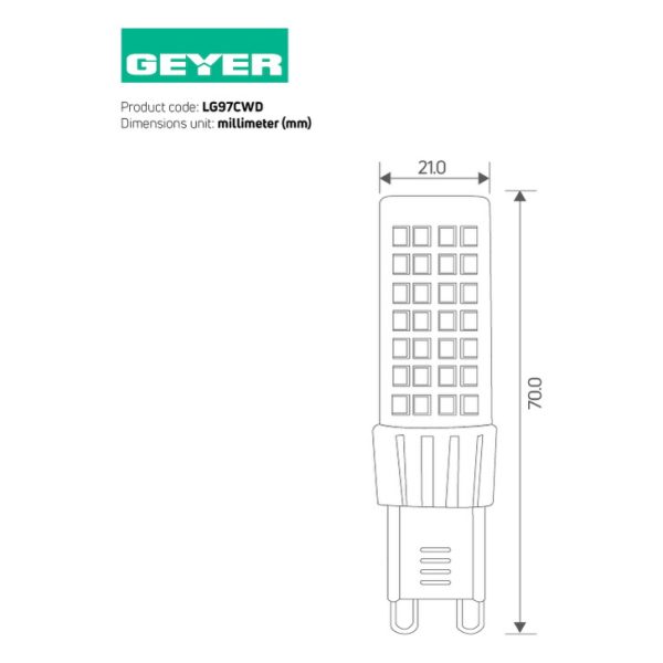 Geyer λαμπτήρας LED G9 7W 3000Κ dimmable LG97CWD - Image 3