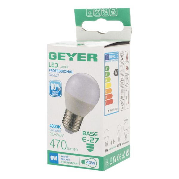 Geyer λαμπτήρας LED Σφαιρική 6W E27 4000K LGLCE276S - Image 2