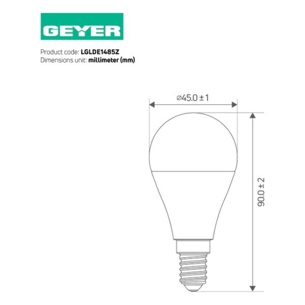 Geyer λαμπτήρας LED Σφαιρική 8.5W E14 6500K LGLDE1485Z - Image 3