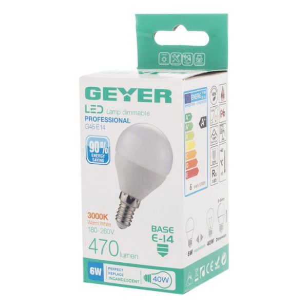 Geyer λαμπτήρας LED Σφαιρική 6W Ε14 3000K LGLWE146S - Image 3