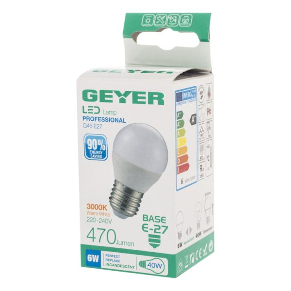Geyer λαμπτήρας LED Σφαιρική 6W E27 3000K  LGLWE276S - Image 3