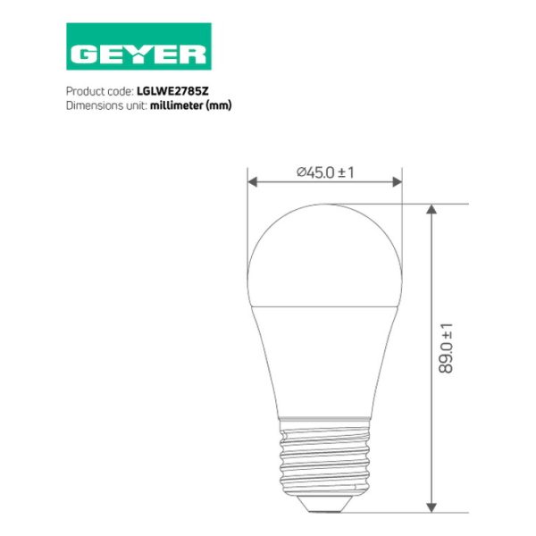 Geyer λαμπτήρας LED Σφαιρική 8.5W E27 3000K LGLWE2785Z - Image 3