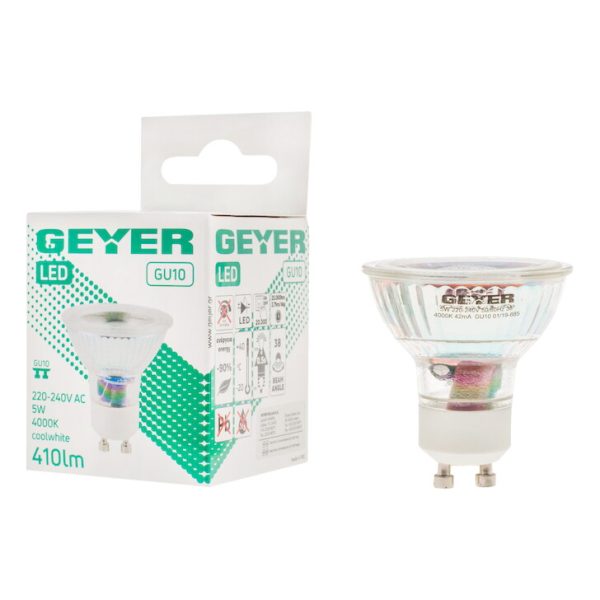 Geyer λαμπτήρας LED Glass 5W GU10 4000K 38° LHG5.38.40 - Image 3