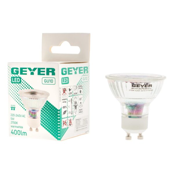 Geyer λαμπτήρας LED Glass 5W GU10 2700K 60° LHG5.60.27 - Image 2