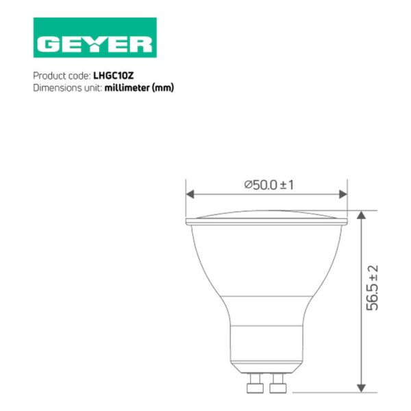 Geyer λαμπτήρας LED 10W GU10 4000K LHGC10Z - Image 2
