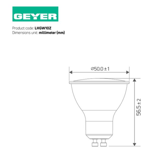 Geyer λαμπτήρας LED 10W GU10 3000K LHGW10Z - Image 2