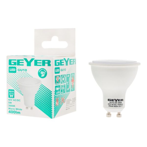 Geyer λαμπτήρας LED 5W GU10 3000K 42V AC/DC LHGW5-42 - Image 2