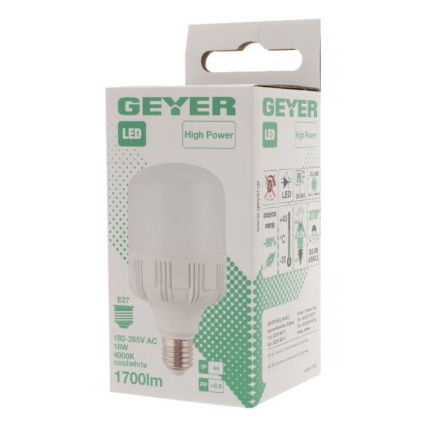 Geyer λαμπτήρας LED High Power Premium 18W E27 4000K IP44 LHPC2718
