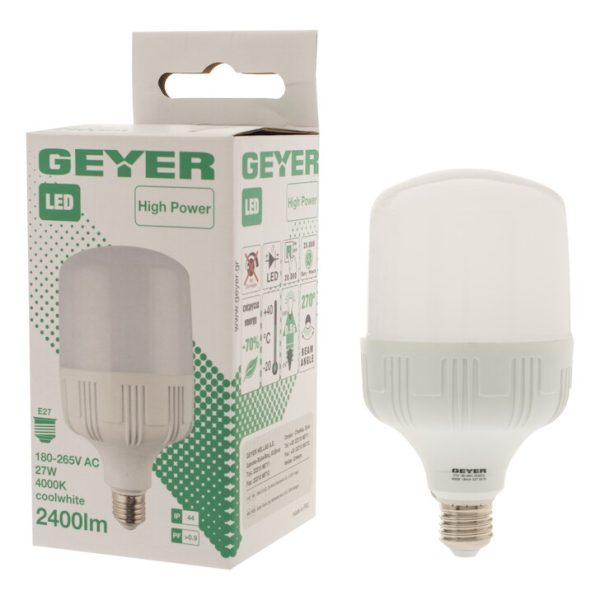 Geyer λαμπτήρας LED High Power Premium 27W E27 4000K IP44 LHPC2727
