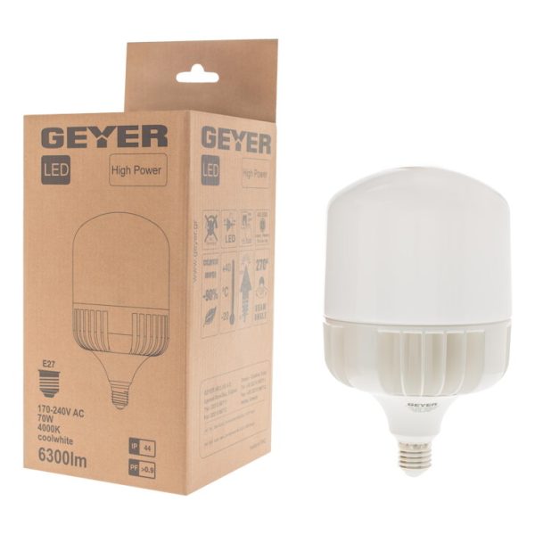 Geyer λαμπτήρας LED High Power Economy 70W LHPC2770SA  E27 4000K IP44 με αντάπτορα Ε40 - Image 3