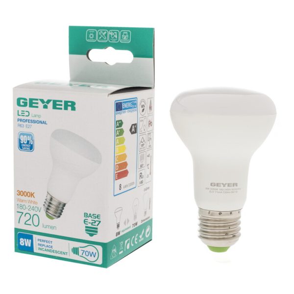 Geyer Λάμπα LED R63 8W E27 3000K LKWE278S