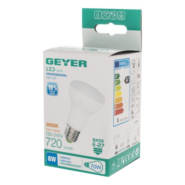 Geyer Λάμπα LED R63 8W E27 3000K LKWE278S - Image 3