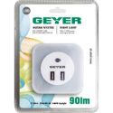Geyer LED Φωτάκι Νυκτός με 2ΧUSB + Sensor LN-USB2