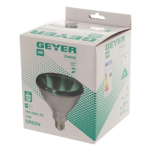 Geyer Λάμπα LED PAR38 15W E27 πράσινo IP65 LP38GE2715 - Image 3