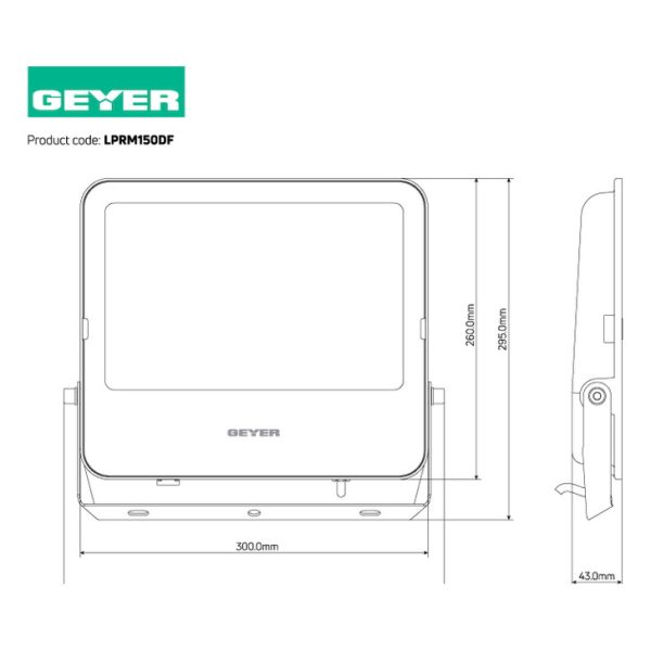 Geyer Προβολέας LED FUTUR 150W 6500K IP65 μαύρος LPRM150DF - Image 3