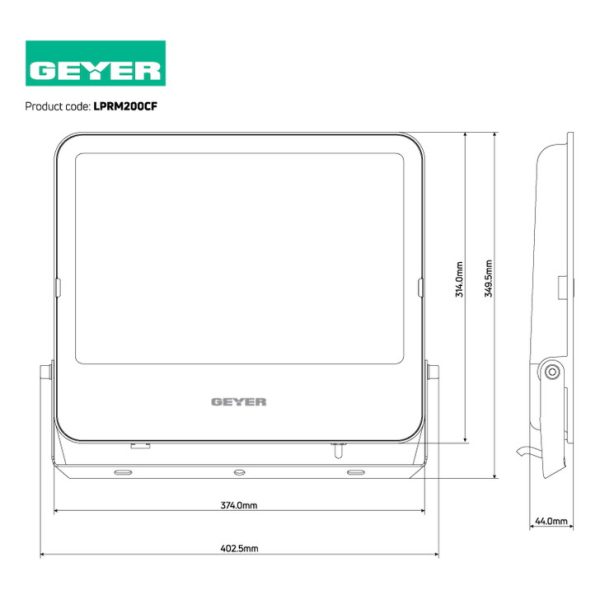 Geyer Προβολέας LED FUTUR 200W 4000K IP65 μαύρος LPRM200CF - Image 3