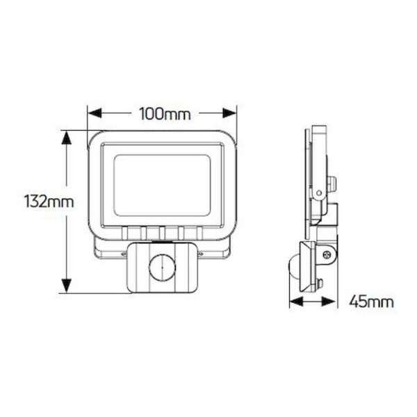 Geyer Προβολέας LED 20W 6500K IP44 με ανιχνευτή κίνησης μαύρος LPRM20DS - Image 2
