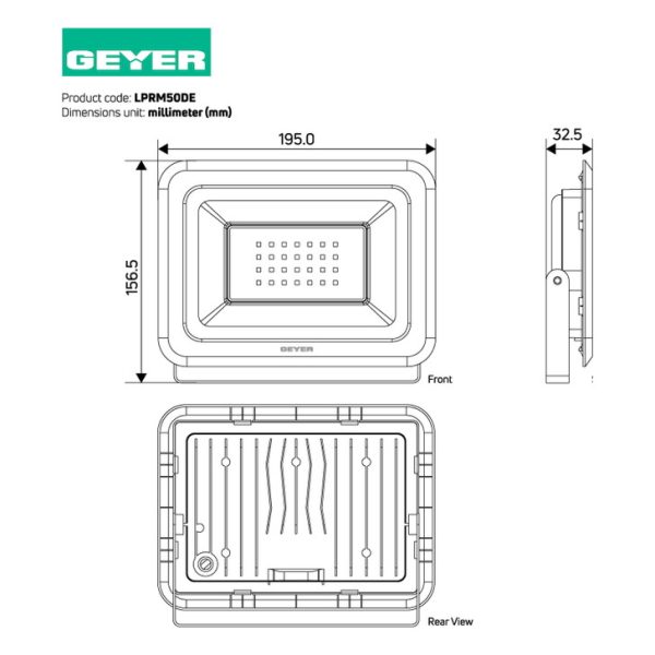Geyer Προβολέας LED Economy 50W 6500K 4500lm IP65 μαύρος - Image 2