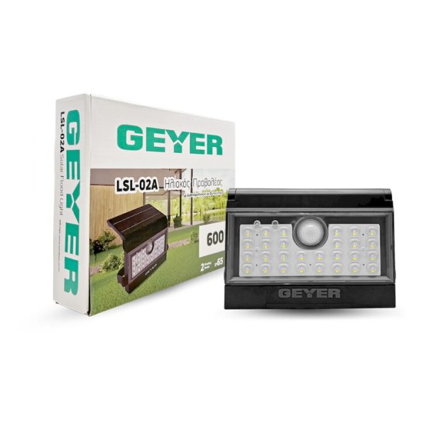 Geyer LED Ηλιακός Προβολέας Notebook 4W 6500K IP65 μαύρος LSL-02A