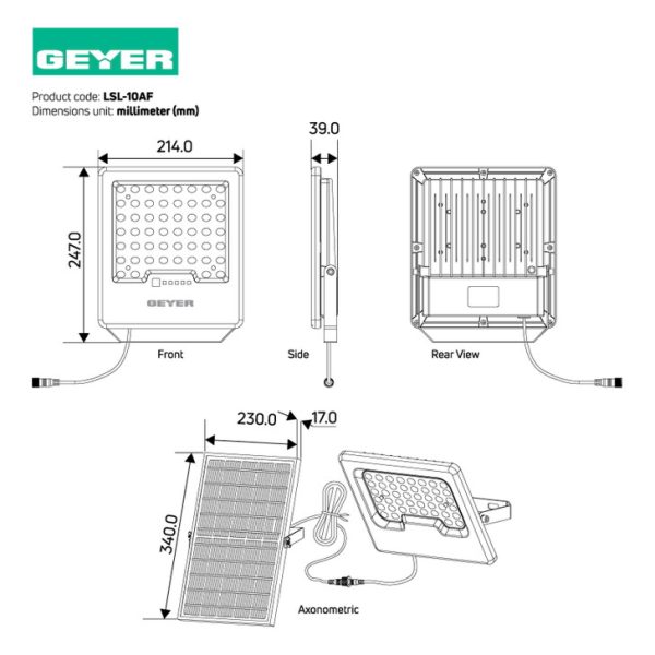 Geyer LED Ηλιακός Προβολέας με τηλεχειριστήριο 10W 6500K IP65 λευκός LSL-10AF - Image 4