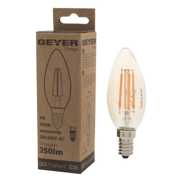 Geyer λαμπτήρας LED Vintage 4W E14 2000Κ dim LVC14D