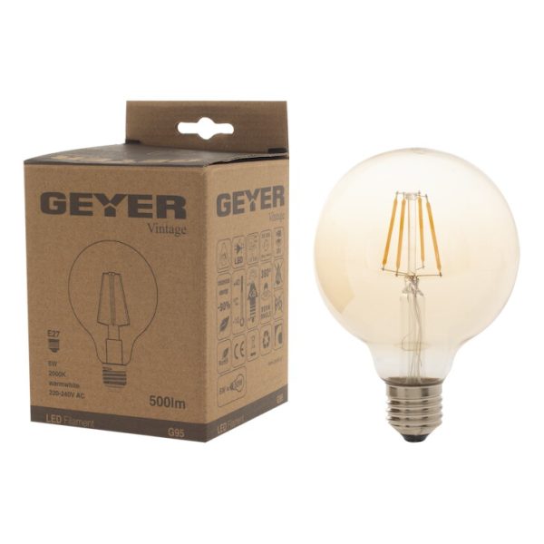 GEYER LVG95 Λάμπα LED Vintage G95 6W E27 2000K - Image 2