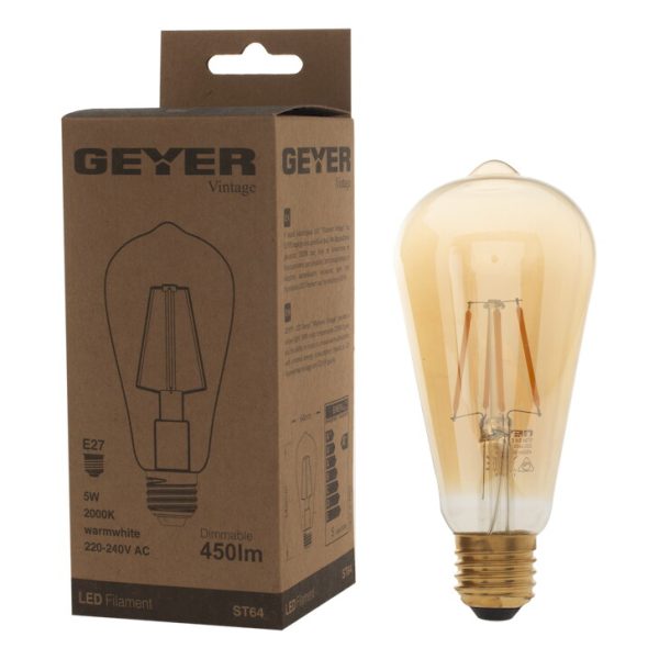 Geyer λαμπτήρας LED Vintage 6W E27 2000K dim LVST64D - Image 2