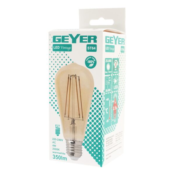 GEYER LVST64 Λάμπα LED Vintage ST64 6W E27 2000K