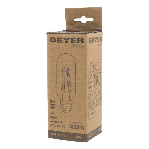 Geyer λαμπτήρας LED Vintage 4W E27 2000K dim LVT45D - Image 2