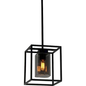 Geyer Φωτιστικό Iron E27 μαύρο smoky glass PBIS1015