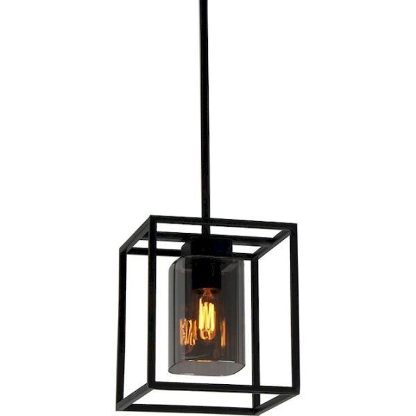 Geyer Φωτιστικό Iron E27 μαύρο smoky glass PBIS1015