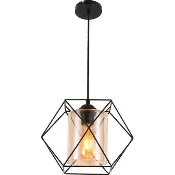 Geyer Φωτιστικό Iron E27 μαύρο smoky glass PBIS2021 - Image 3