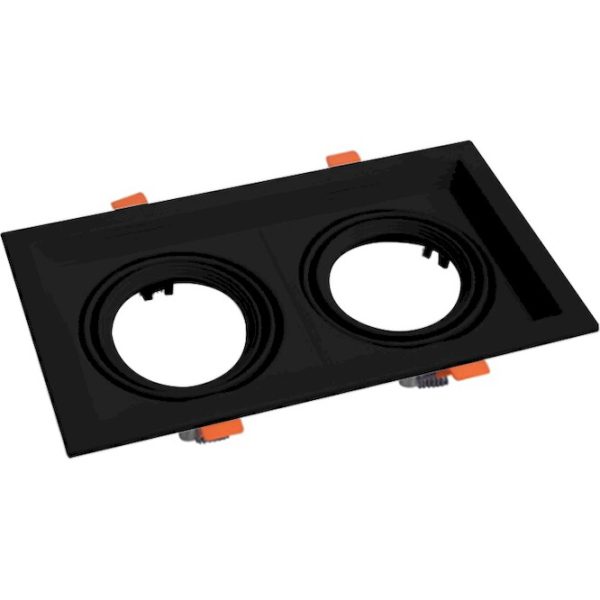 Geyer Τετράγωνο spot 2xAR111 185Χ335 μαύρο SPS1112B