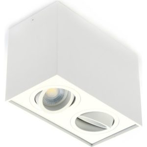 Geyer Επίτοιχο spot τετράγωνο διπλό GU10 λευκό SPS96125DW