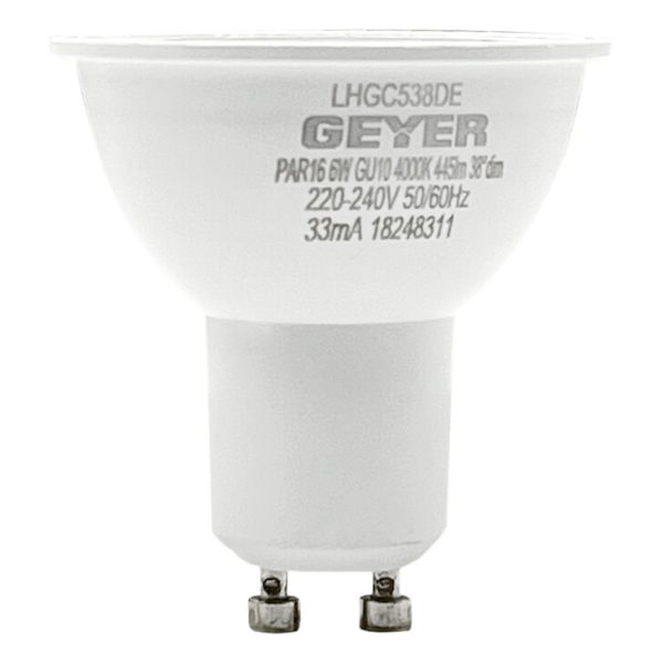 Λάμπα LED PAR16 6W GU10 4000K 445lm 38° dim - Image 3