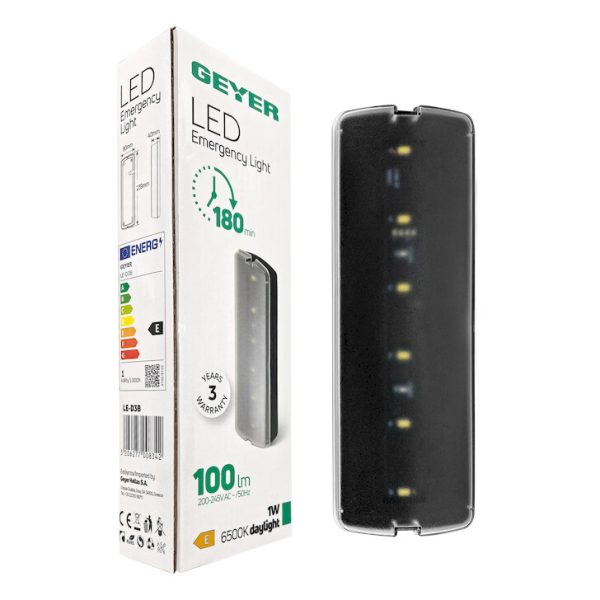 LED Φωτιστικό ασφαλείας 1W 6500K 100lm 239x80mm μαύρο - Image 2