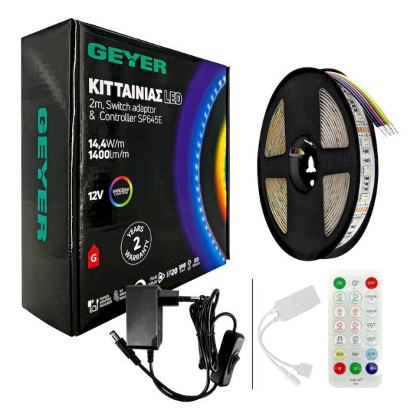 KIT Ταινίας LED 14,4W 12V WRGBW IP20 2m + Αντάπτορας με διακόπτη + Χειριστήριο SP645E - Image 2