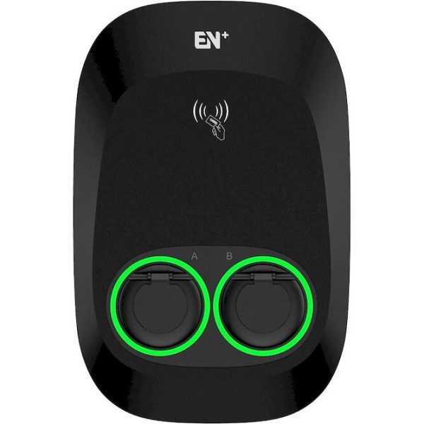 2*11kW Nanon Series Black Type 2 Socket, WiFi(2.4GHz) +Ethernet+4G+Βluetooth+RFID+APP, OCPP 1.6 Json 2 RCDs and 2 Meters - Image 2