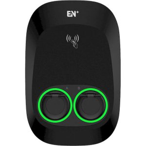2*22kW Nanon Series BlackType 2 Socket,WiFi(2.4GHz) +Ethernet+4G+Βluetooth+RFID+APP, OCPP 1.6 Json 2 RCDs and 2 Meters M