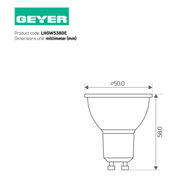 Λάμπα LED PAR16 6W GU10 3000K 445lm 38° dim - Image 3
