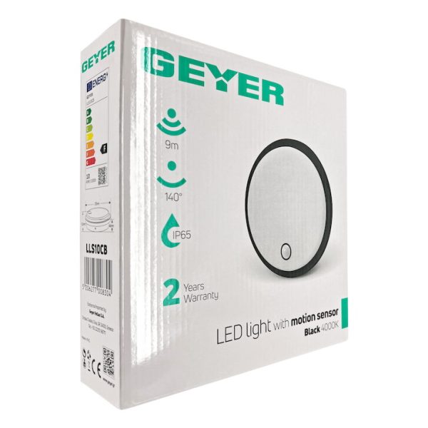Φωτιστικό LED με αισθητήρα κίνησης 10W 4000K 1000lm IP65 μαύρο - Image 2