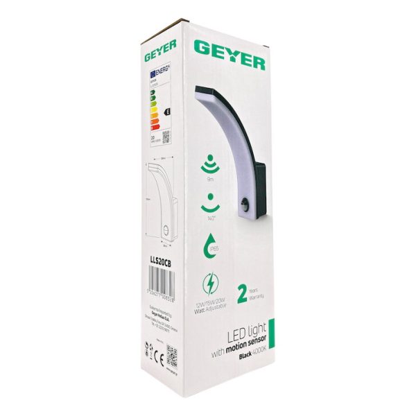 Φωτιστικό LED με αισθητήρα κίνησης 12-15-20W 4000K 1300-1600-2100lm IP65 μαύρο - Image 3