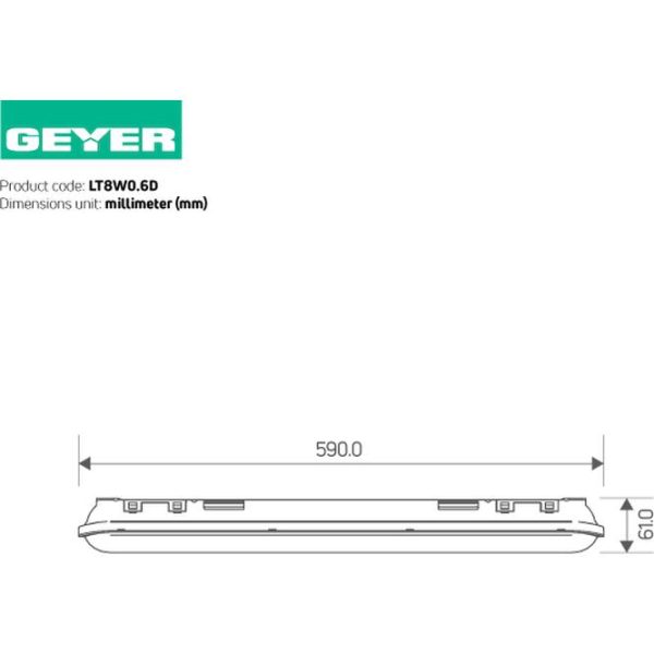 Φωτιστικό LED 21W 3000K 2730lm 0.6m IP65 IK08 - Image 2