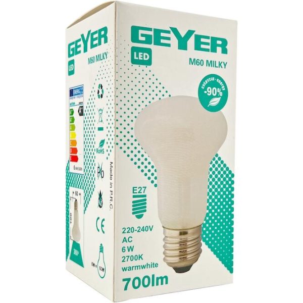 Λάμπα Led Milky M60 6W E27 2700Κ 700lm - Image 2